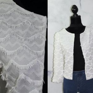 White Fringed Blazer Jacket (M)